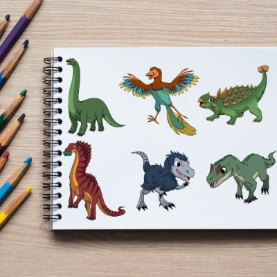 Diverse Dinosaurs Coloring Pack Silver