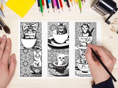 ***BONUS - 10 Cats in Victorian Teacups Coloring Pack