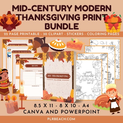 Mid-Century Modern Thanksgiving Print Planner Bundle