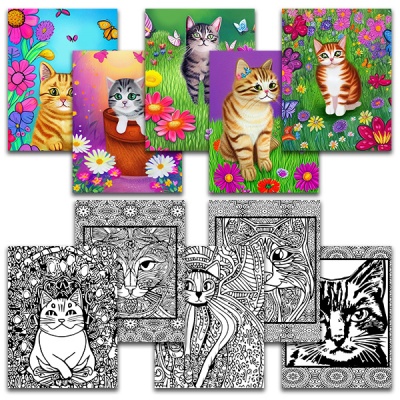 **BONUS - Cat Coloring Pages and Wall Art