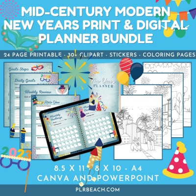 Mid-Century Modern New Years Print and Digital Planner Bundle