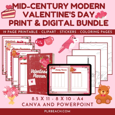 Mid-Century Modern Valentine's Print and Digital Planner Bundle