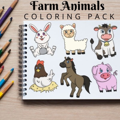 Farm Animals Coloring Pack Silver