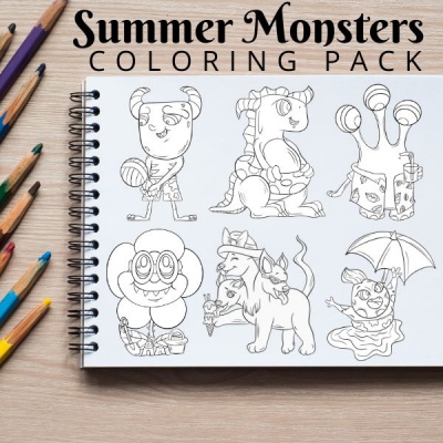 Summer Monsters Coloring Pack