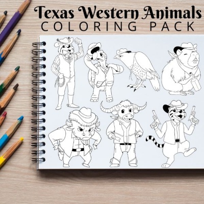 Texas Western Animals Coloring Pack