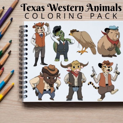 Texas Western Animals Coloring Pack Silver