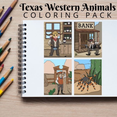 Texas Western Animals Coloring Pack Gold