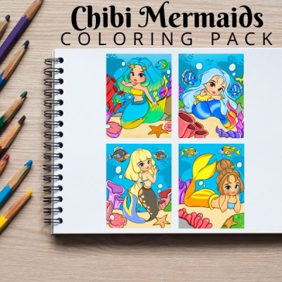 Mini Mermaids Coloring Pack Gold