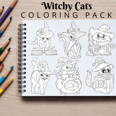 Witchy Cats Coloring Pack