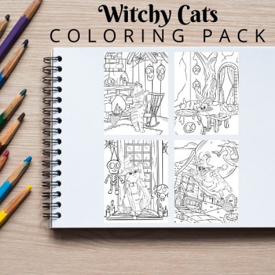 Witchy Cats Coloring Pack Bronze