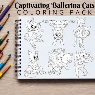 Captivating Ballerina Cats Coloring Pack