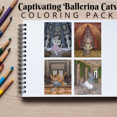 Captivating Ballerina Cats Coloring Pack Gold