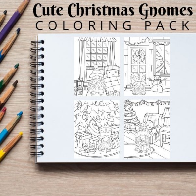 Cute Christmas Gnomes Coloring Pack Bronze