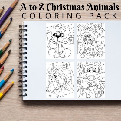 A to Z Christmas Animals Coloring Pack