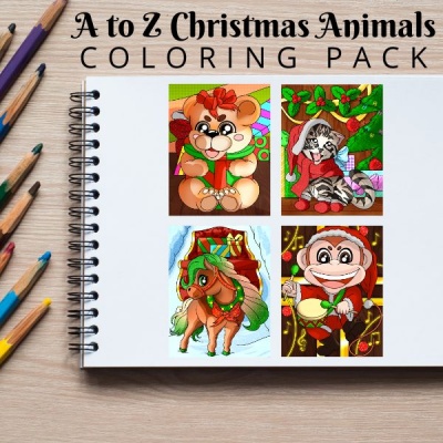 A to Z Christmas Animals Coloring Pack Gold