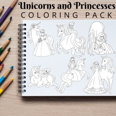 Unicorns and Princesses Coloring Pack