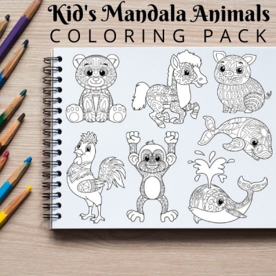 Kid’s Mandala Animals Coloring Pack