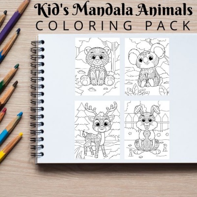 Kid’s Mandala Animals Coloring Pack Bronze