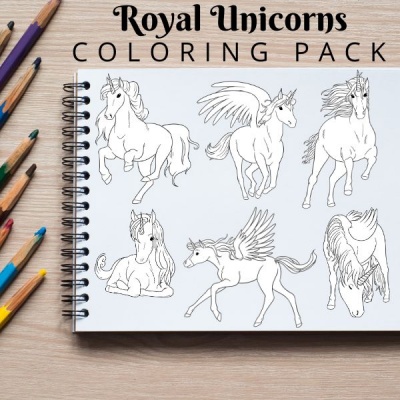 Royal Unicorns Coloring Pack