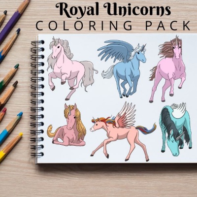 Royal Unicorns Coloring Pack Silver