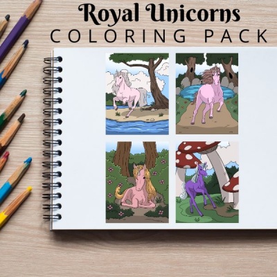 Royal Unicorns Coloring Pack Gold