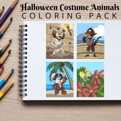 Halloween Costume Animals Coloring Pack Gold