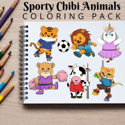 Sporty Mini Animals Coloring Pack Silver