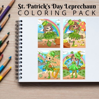 St. Patrick’s Day Leprechaun Minis Coloring Pack Gold