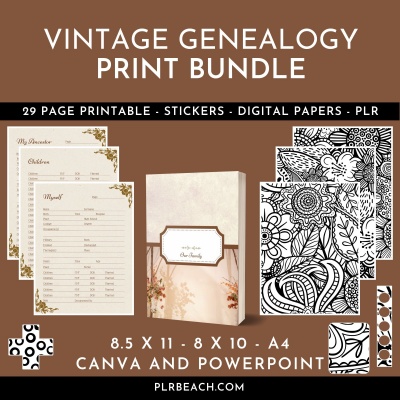 Vintage Genealogy Print Planner Bundle