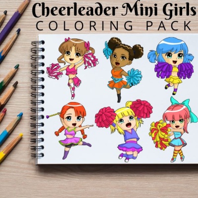 Cheerleader Mini Girls Coloring Pack Silver