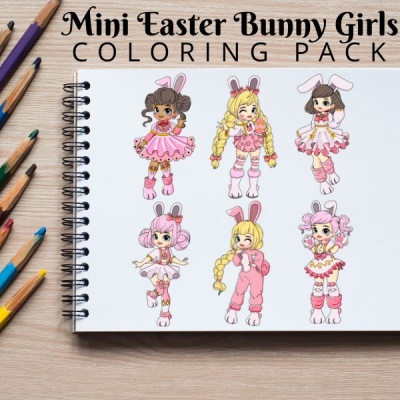 Mini Easter Bunny Girls Coloring Pack Silver