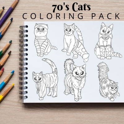 70s Cats Coloring Pack