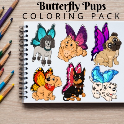 Butterfly Pups Coloring Pack Silver