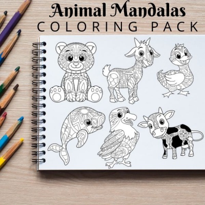 Animal Mandalas Coloring Pack