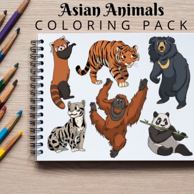 Asian Animals Coloring Pack Silver