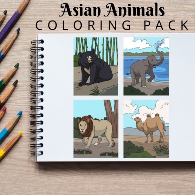 Asian Animals Coloring Pack Gold