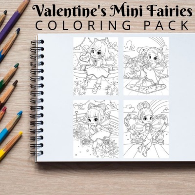 Valentine’s Mini Fairies Coloring Pack Bronze