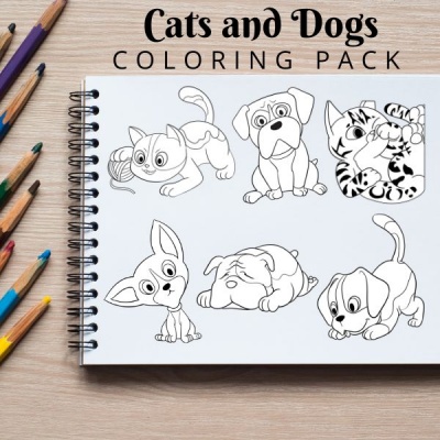 Cats and Dogs Coloring Pack