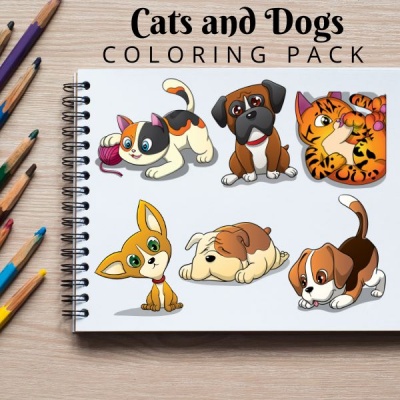 Cats and Dogs Coloring Pack Silver