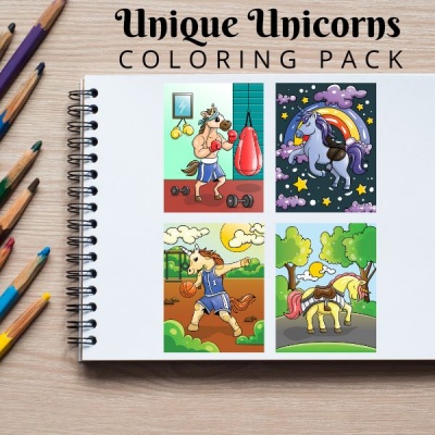 Unique Unicorns Coloring Pack Gold