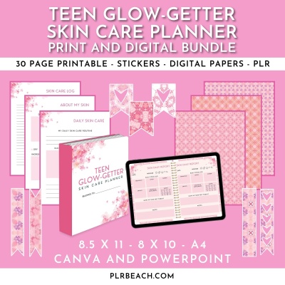 Teen Glow-getter Skin Care Planner Print and Digital Bundle