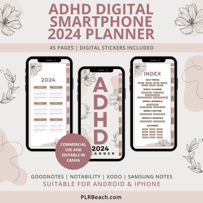 ADHD Smartphone 2024 Digital Planner Bundle