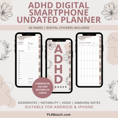 ADHD Smartphone Undated Digital Planner Bundle