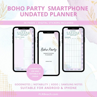 Boho Party Smartphone Undated Digital Planner Bundle