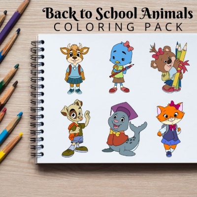 Back to School Animals Coloring Pack Silver