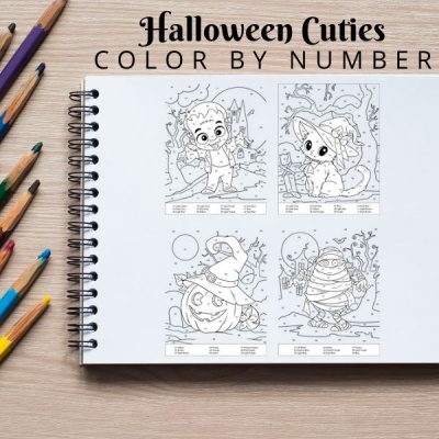 Halloween Cuties Coloring Pack Color By Number Bronze