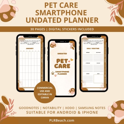 Pet Care Smartphone Undated Digital Planner Bundle