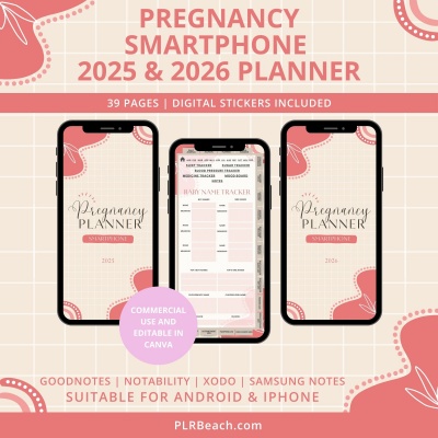 Pregnancy Smartphone 2025 & 2026 Digital Planner Bundle