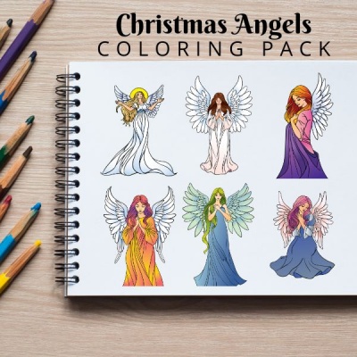 Christmas Angels Coloring Pack Silver