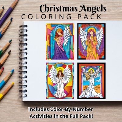 Christmas Angels Coloring Pack Gold